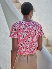 Pure Collection 100% Linen Short Sleeve Round Neck T-Shirt - Image 2 of 3