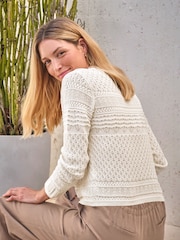 Pure Collection Cream 100% Cotton Pretty Lace Cardigan - Image 2 of 3