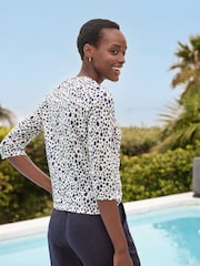 Pure Collection 3/4 Sleeve 100% Linen Jersey Top - Image 2 of 2