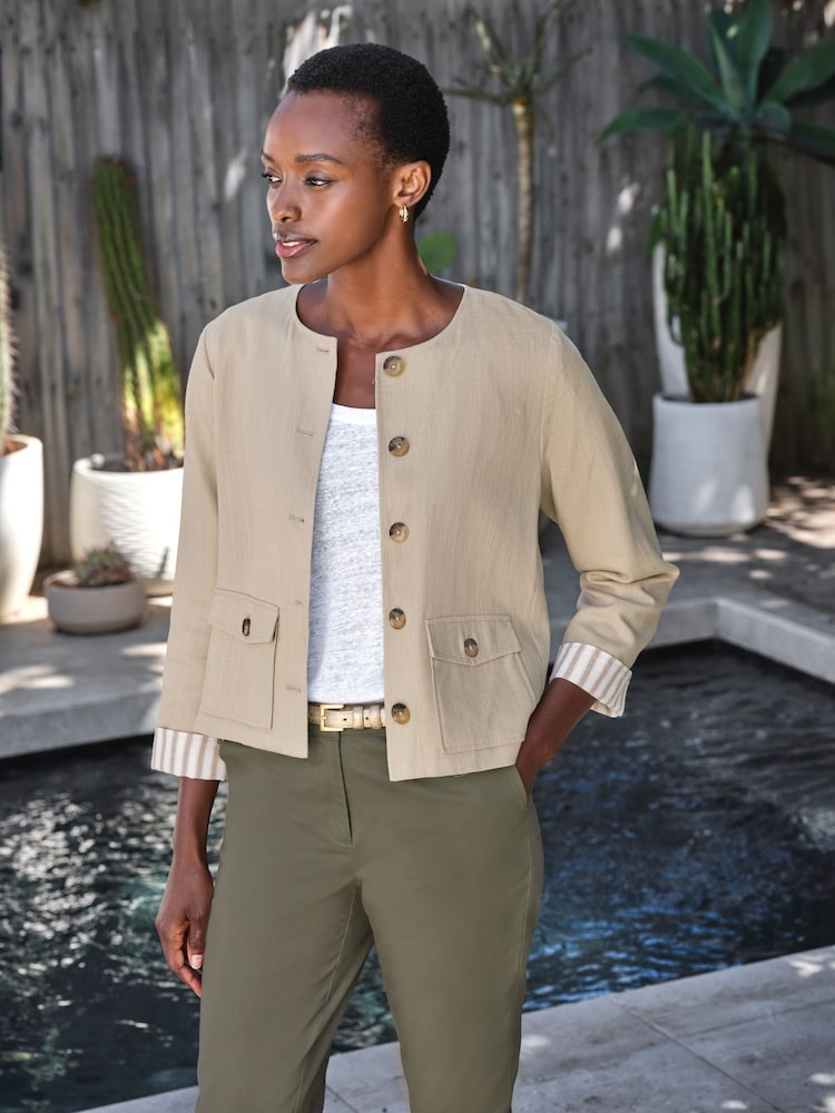Pure Collection Natural Linen Blend Jacket - Image 1 of 3