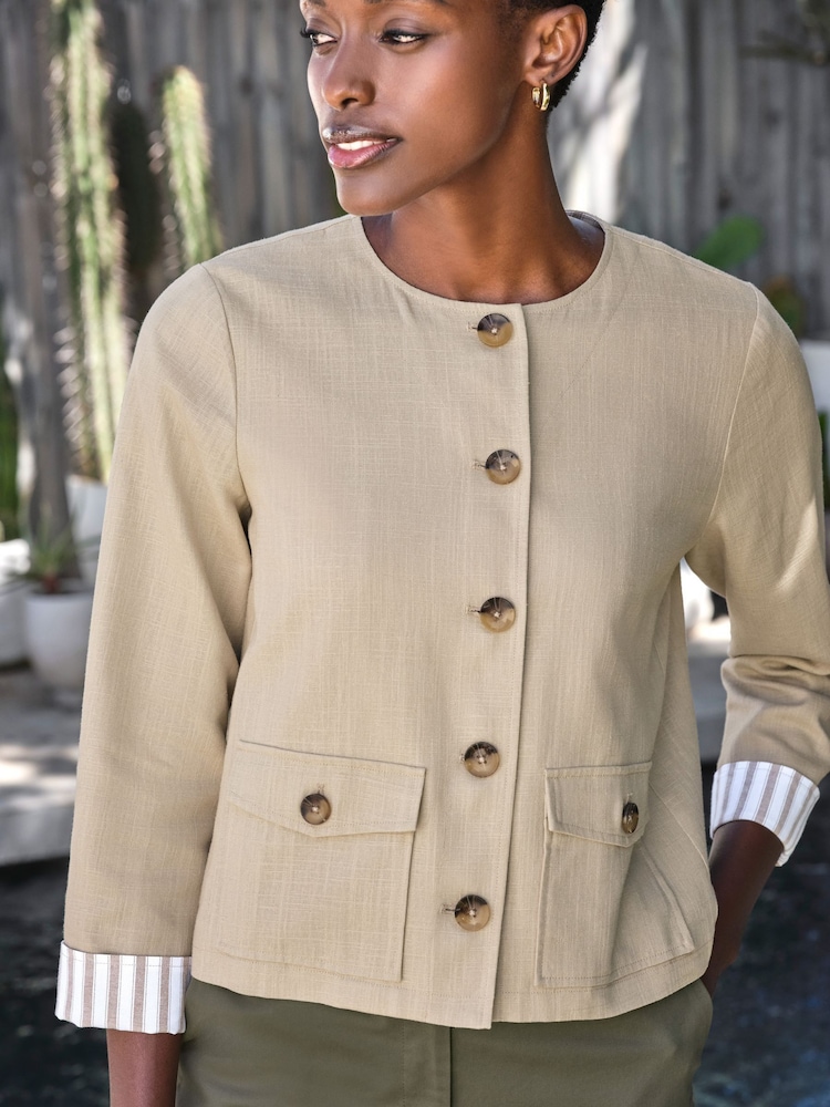 Pure Collection Natural Linen Blend Jacket - Image 3 of 3