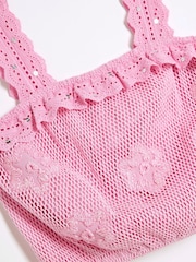 River Island Pink Girls Crochet 100% Cotton Trousers Set - Image 4 of 5