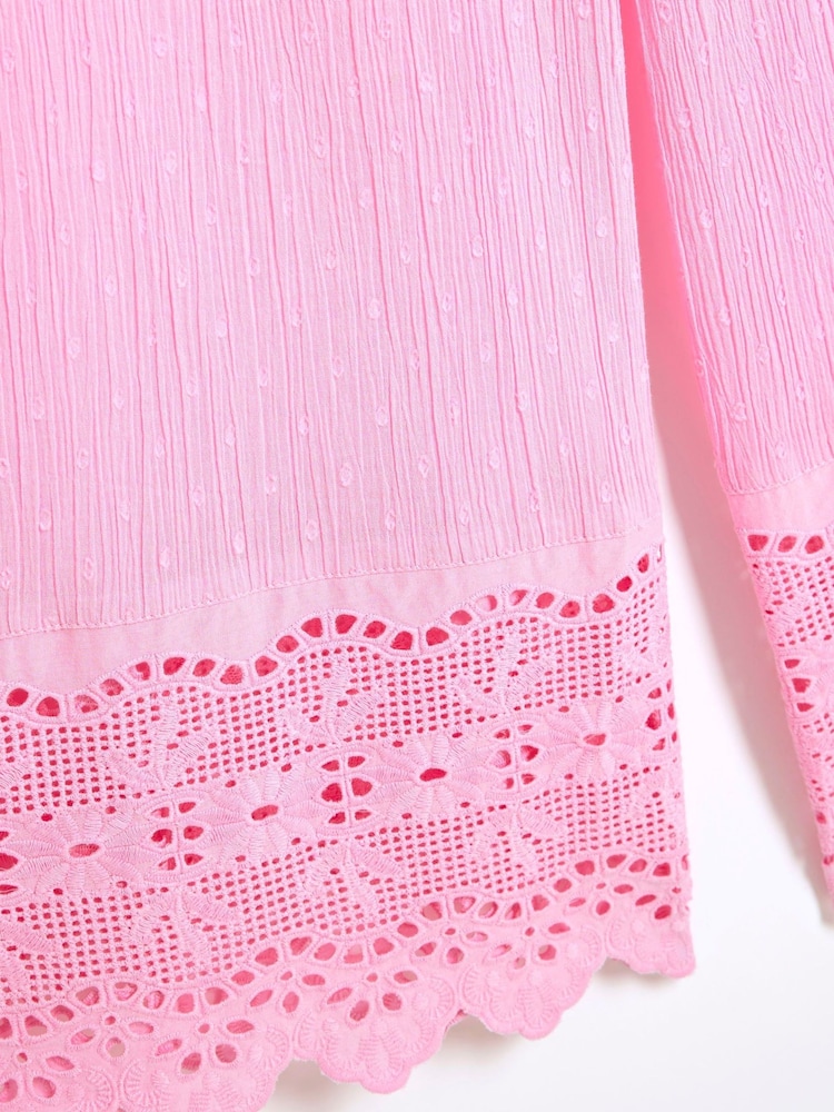 River Island Pink Girls Crochet 100% Cotton Trousers Set - Image 5 of 5