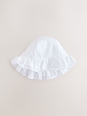 White Frill Baby Broderie Hat (0mths-2yrs) - Image 1 of 3