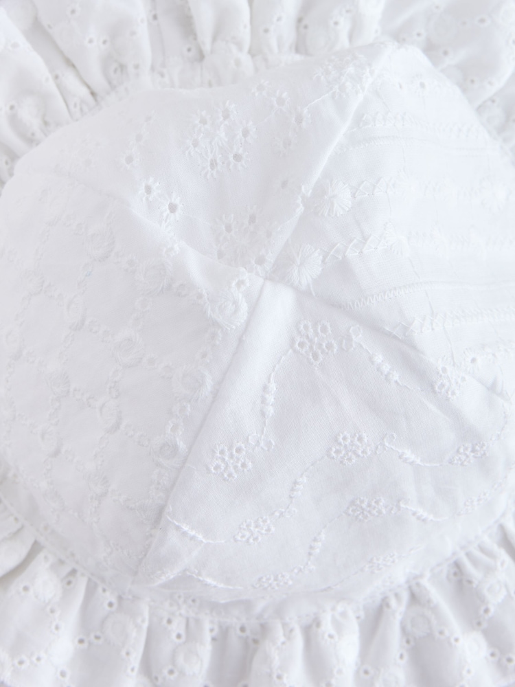 White Frill Baby Broderie Hat (0mths-2yrs) - Image 3 of 3