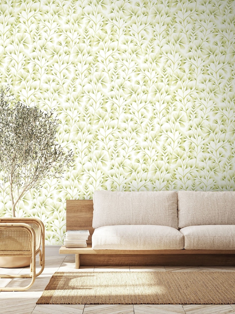Ohpopsi Green Cream Arabella 10M Wallpaper - Image 1 of 2