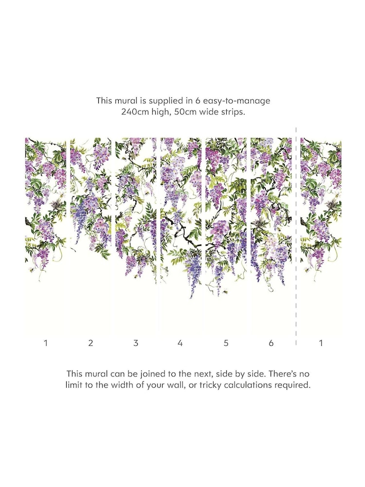 Ohpopsi Amethyst Trailing Wisteria 10M Wallpaper - Image 4 of 4