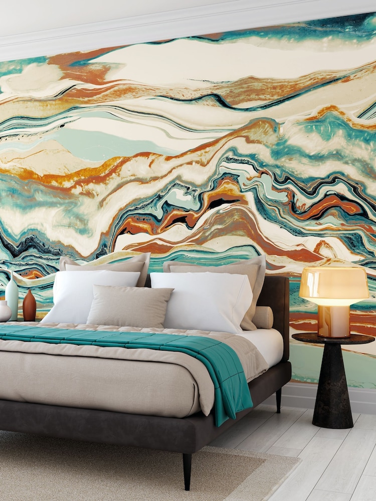 Ohpopsi Paprika Teal Metamorph 10M Wallpaper - Image 2 of 4