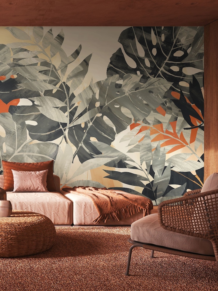 Ohpopsi Stone Apricot Textured Palm 10M Wallpaper - Image 1 of 4 Ohpopsi Stone Apricot Textured Palm 10M Wallpaper - Image 1 of 4