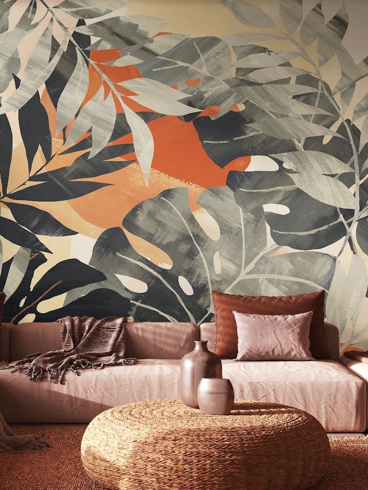 Ohpopsi Stone Apricot Textured Palm 10M Wallpaper - Image 2 of 4