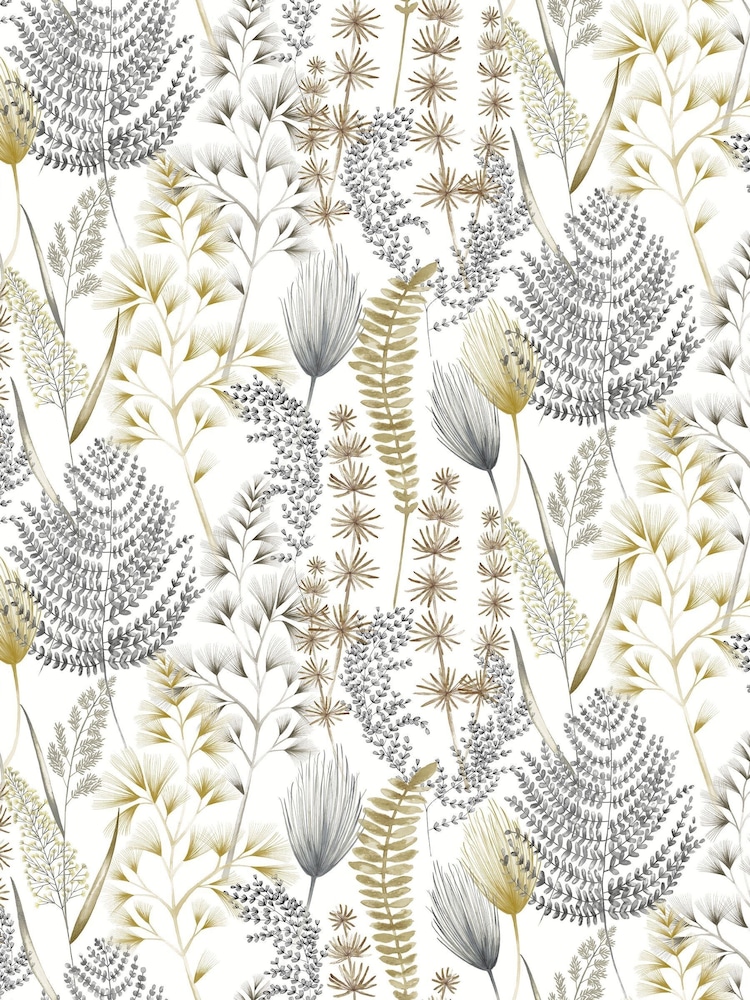 Ohpopsi Grey Mustard Summer Fern 10M Wallpaper - Image 2 of 2