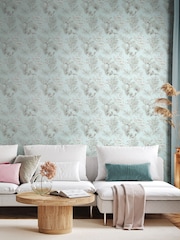 Ohpopsi Duck Egg Toile Linen 10M Wallpaper - Image 1 of 2