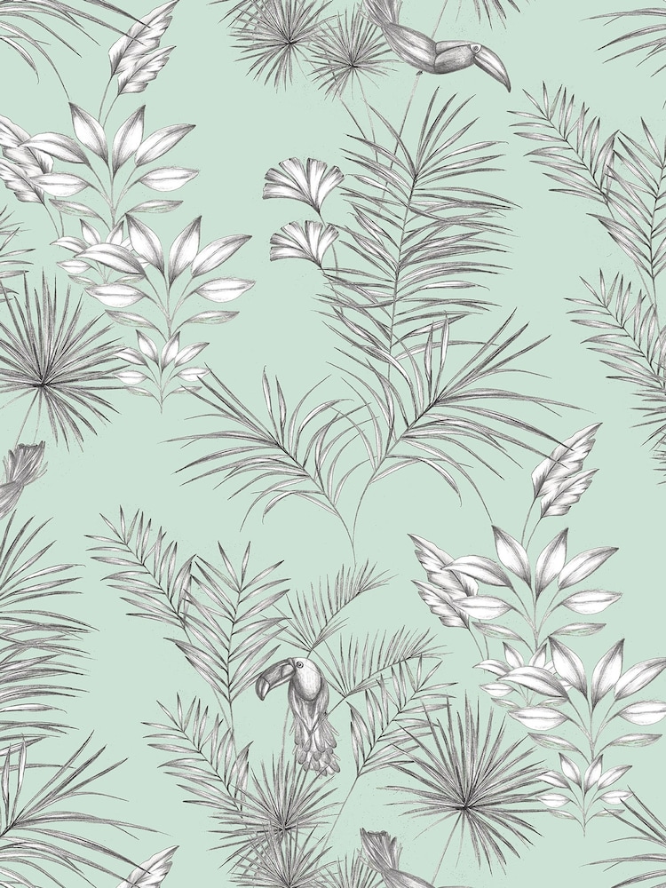 Ohpopsi Duck Egg Toile Linen 10M Wallpaper - Image 2 of 2