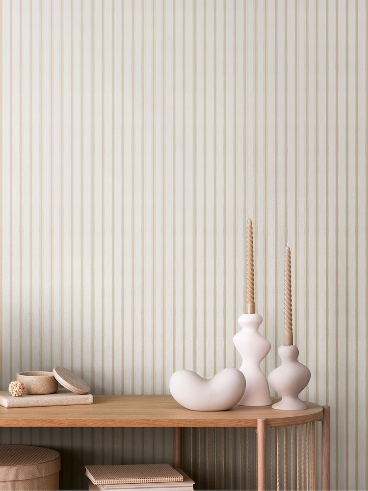 Ohpopsi Barley Ticking Stripe 10M Wallpaper - Image 1 of 3