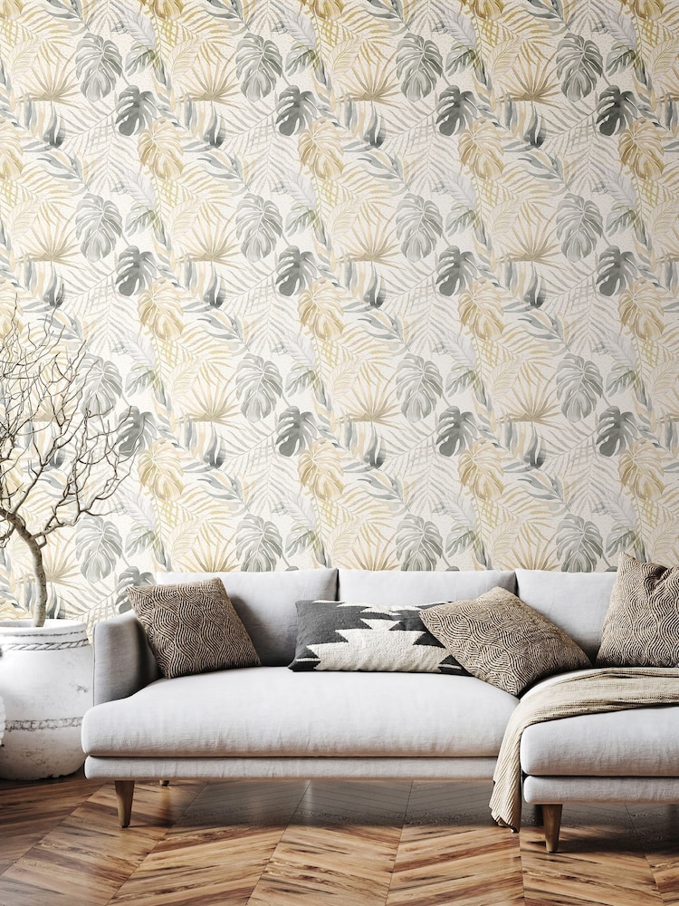 Ohpopsi Linen Stone Tropica 10M Wallpaper - Image 1 of 2