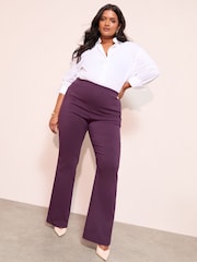 Friends Like These Berry Red Curve Sculpting Stretch Flared Trousers - Image 1 of 4
