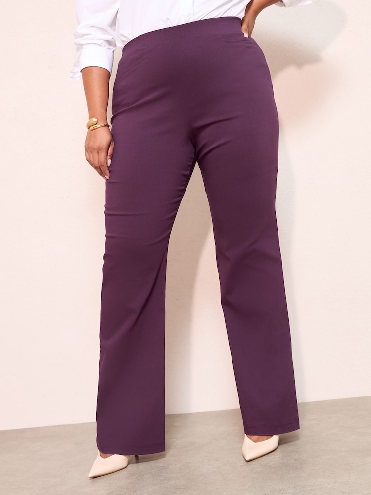 Friends Like These Berry Red Curve Sculpting Stretch Flared Trousers - Image 2 of 4