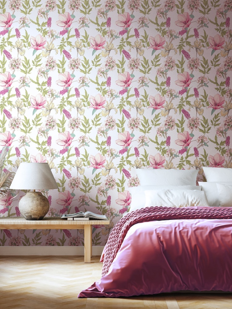 Hoopla Walls Sweet Pea Orchid Bloom 10M Wallpaper - Image 1 of 2