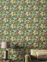 Hoopla Walls Green Lily Ogee 10M Wallpaper - Image 1 of 2