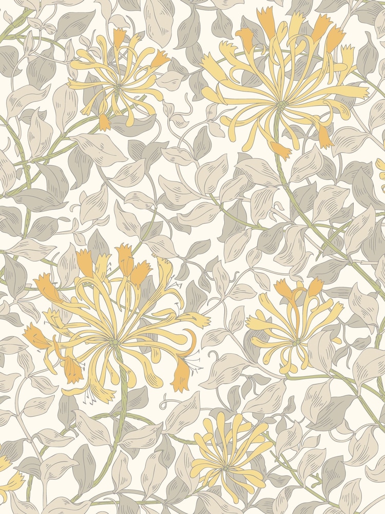 Hoopla Walls Warm Grey Honeysuckle Leaf Trail 10M Wallpaper - Image 2 of 2