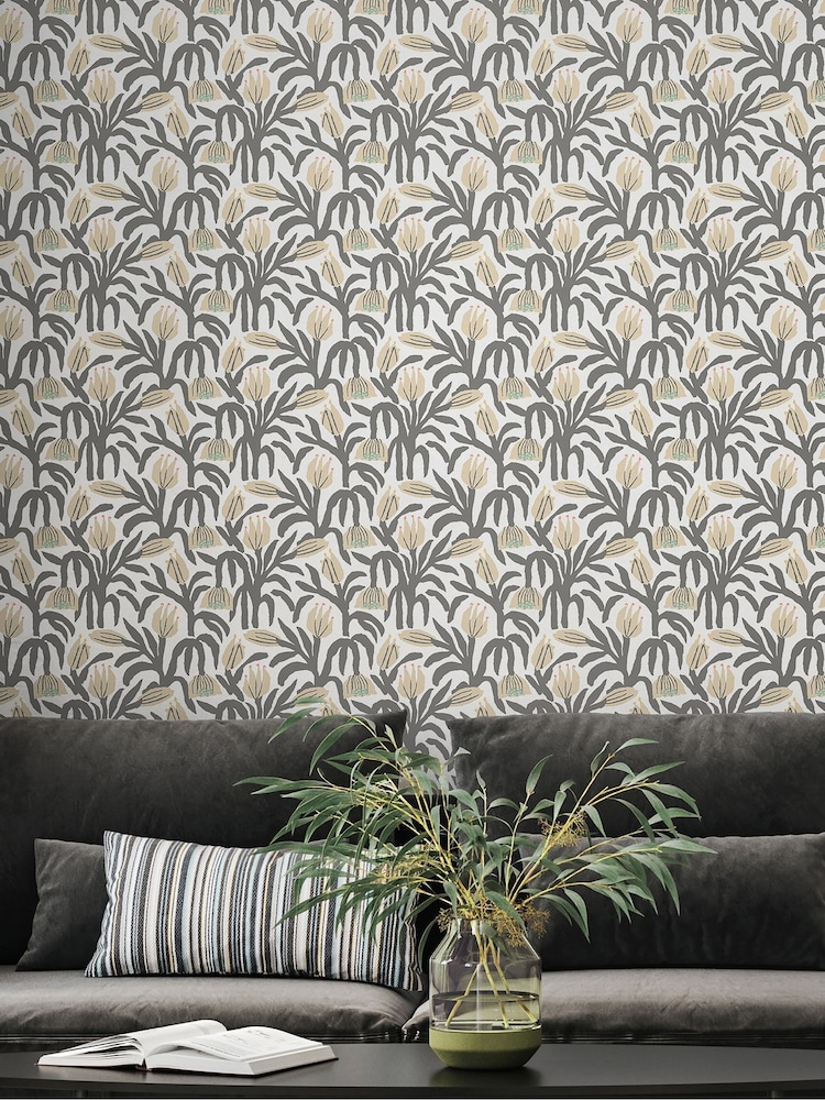 Hoopla Walls Black and White Chunky Flower 10M Wallpaper - Image 1 of 2