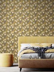 Hoopla Walls Mustard Chunky Flower 10M Wallpaper - Image 1 of 2