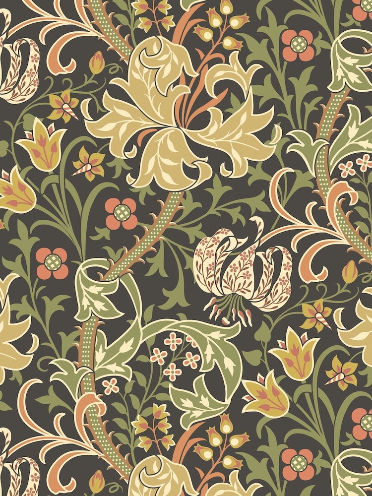 Hoopla Walls Black Lily Ogee 10M Wallpaper - Image 2 of 2