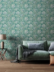 Hoopla Walls Dark Jade Honeysuckle Leaf Trail 10M Wallpaper - Image 1 of 2