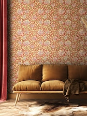 Hoopla Walls Terracotta Honeysuckle Leaf Trail 10M Wallpaper - Image 1 of 2