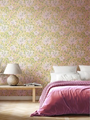 Hoopla Walls Soft Pink Honeysuckle Leaf Trail 10M Wallpaper - Image 1 of 4