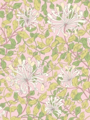 Hoopla Walls Soft Pink Honeysuckle Leaf Trail 10M Wallpaper - Image 2 of 4