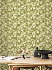 Hoopla Walls Olive Green Chunky Flower 10M Wallpaper - Image 1 of 2
