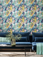 Hoopla Walls Aqua and Rouge Paradise 10M Wallpaper - Image 1 of 2