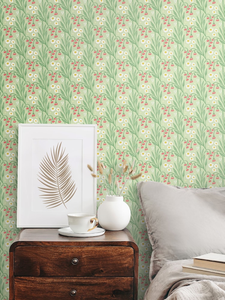 Hoopla Walls Pistachio Meadow Stripe 10M Wallpaper - Image 1 of 2 Hoopla Walls Pistachio Meadow Stripe 10M Wallpaper - Image 1 of 2