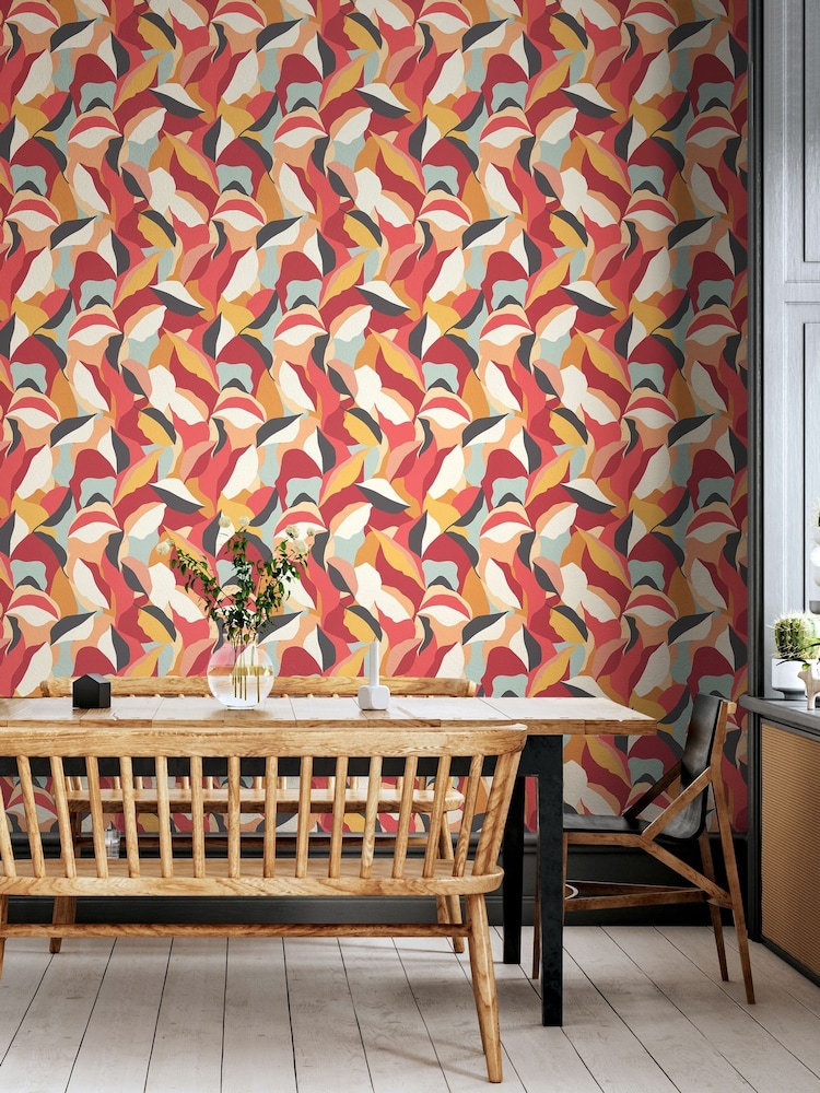 Hoopla Walls Spice Mix Leafy Patchwork 10M Wallpaper - Image 1 of 2