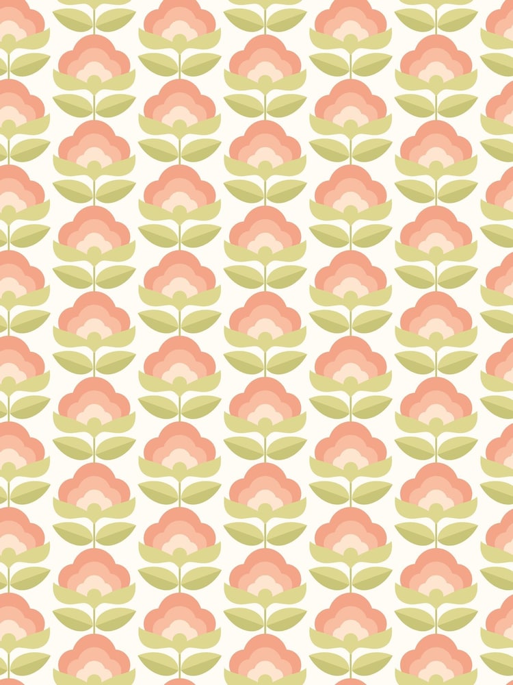 Hoopla Walls Apricot Mix Retro Flower 10M Wallpaper - Image 2 of 2