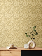 Hoopla Walls Hemp Damask Trail 10M Wallpaper - Image 1 of 1