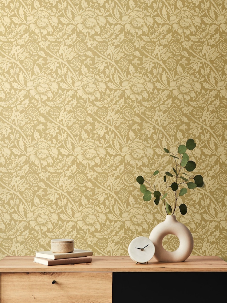 Hoopla Walls Hemp Damask Trail 10M Wallpaper - Image 1 of 1