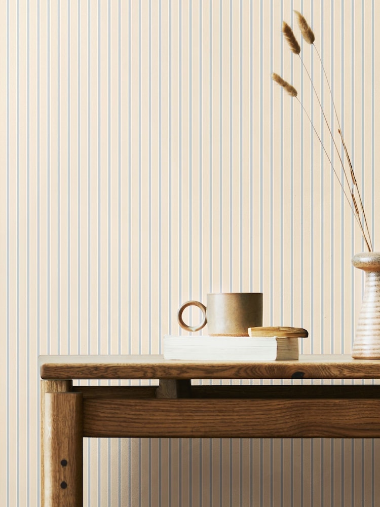 Hoopla Walls Wedgewood Blue Chalk Stripe 10M Wallpaper - Image 1 of 2