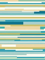 Hoopla Walls Teal Blue Horizontal Stripe 10M Wallpaper - Image 2 of 2