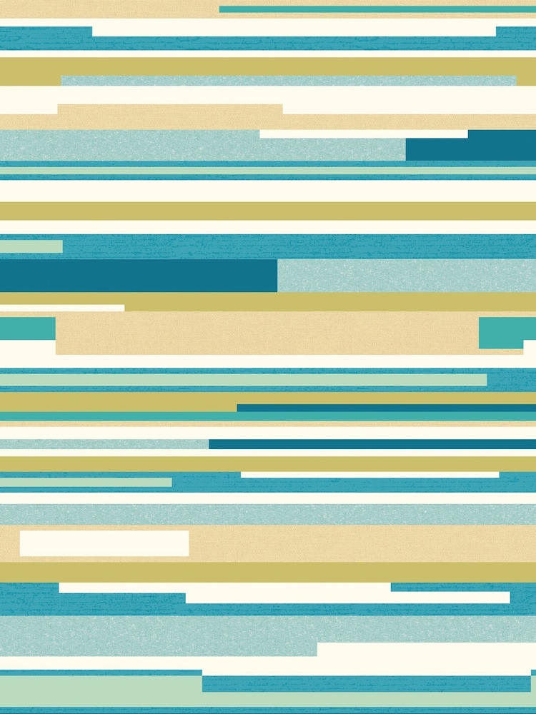 Hoopla Walls Teal Blue Horizontal Stripe 10M Wallpaper - Image 2 of 2