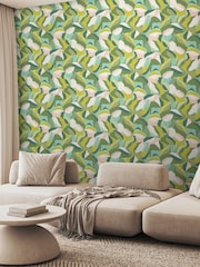 Hoopla Walls Green Leafy Patchwork 10M Wallpaper - Image 1 of 2