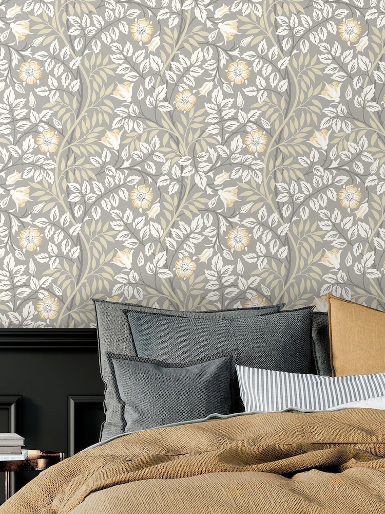 Hoopla Walls Grey Stone Rosehip Trial 10M Wallpaper - Image 1 of 2