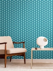 Hoopla Walls Teal Mix Retro Flower 10M Wallpaper - Image 1 of 2