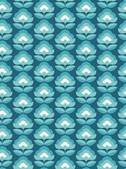 Hoopla Walls Teal Mix Retro Flower 10M Wallpaper - Image 2 of 2