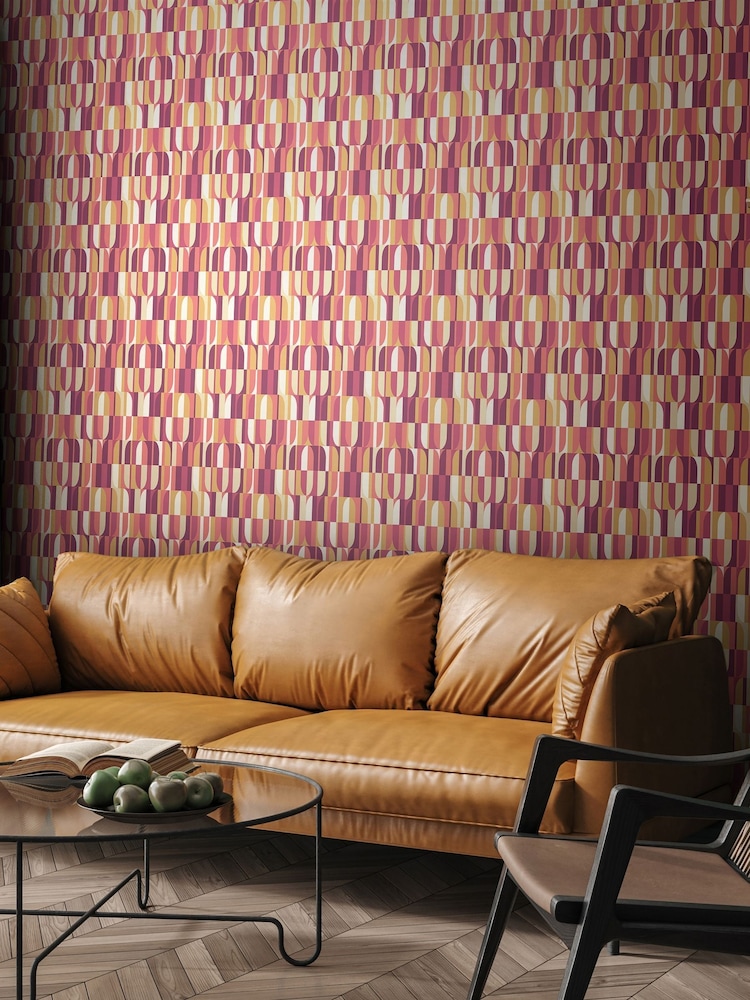 Hoopla Walls Plum and Gold Building Blocks 10M Wallpaper - Image 1 of 2