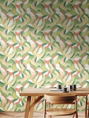 Hoopla Walls Olive and Blush Leafy Patchwork 10M Wallpaper - Image 1 of 2