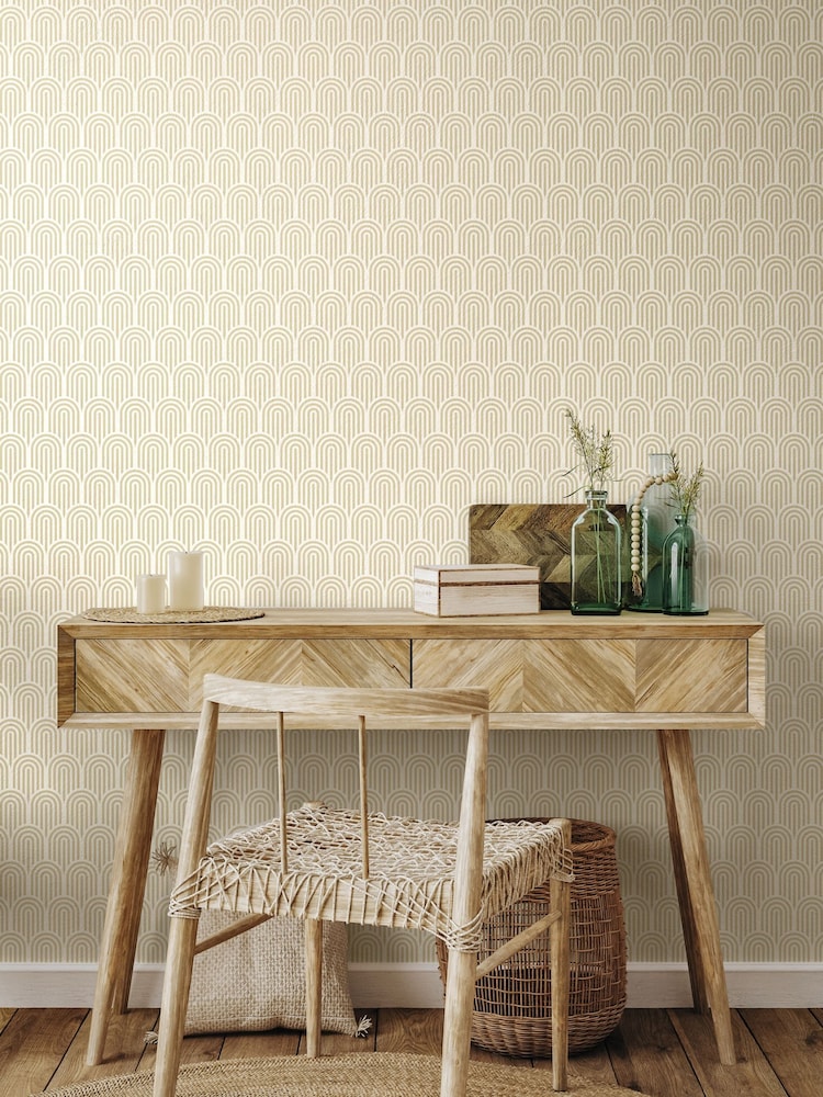 Hoopla Walls Cream Retro Arch 10M Wallpaper - Image 1 of 2