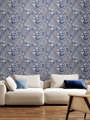 Hoopla Walls Indigo Wild Ferns 10M Wallpaper - Image 1 of 2