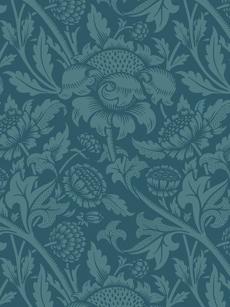 Hoopla Walls Rich Teal Damask Trail 10M Wallpaper - Image 2 of 2